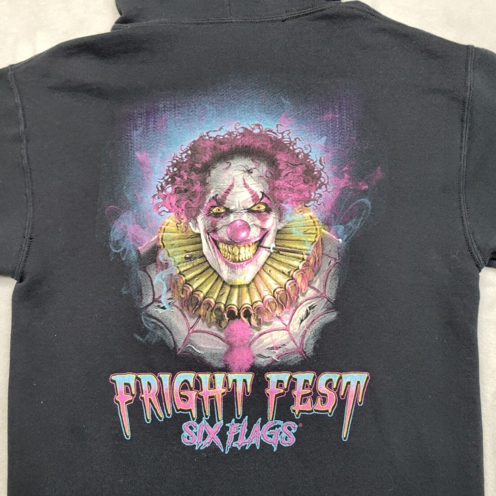 Six Flags Hoodie Mens Small Fight Fest Pullover Sweatshirt‎ Sweater Clown Adult
